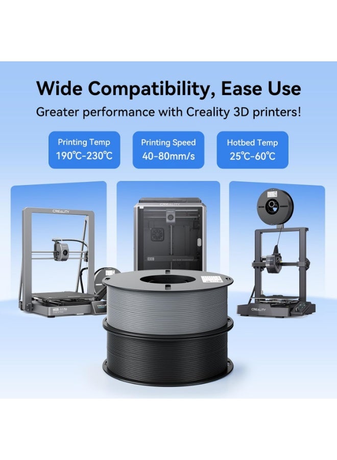 robotgcc PLA ECO Black 3D Printer Filament 1.75mm | Easy Printing PLA Material, Stable Flow, High Success Rate, Low Warping, FDM Printing Filament for Beginners and Daily Use - Image 2