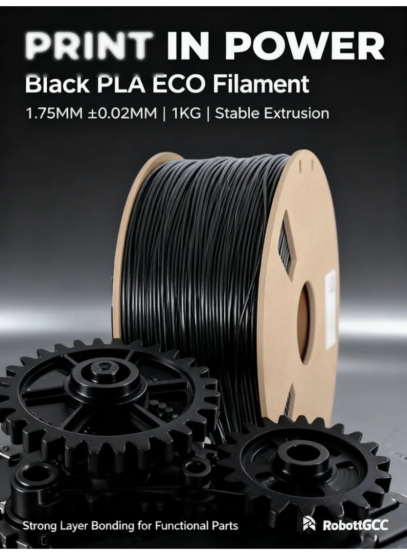وبوت جي سي سي خيط طباعة ثلاثية الأبعاد PLA ECO أسود 1.75 مم | مادة PLA سهلة الطباعة، تدفق مستقر، معدل نجاح مرتفع، تشوه منخفض، خيط FDM للمبتدئين والاستخدام اليومي - Image 3