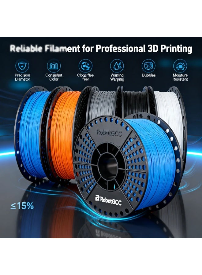 robotgcc PLA ECO Black 1.75mm 3D Printing Material 1KG Spool for FDM 3D Printer, Easy Printing 3D Printing Material, Smooth Extrusion, Stable Diameter, Low Warping, Strong Layer Adhesion, High Success Rate, Reliable Flow, Black Color 3D Printing Material for Beginners, Prototyping, DIY Projects, Educational Use, Compatible with Most FDM 3D Printers, Consistent Feeding, Precision Tolerance, Daily Printing Solution - Image 3