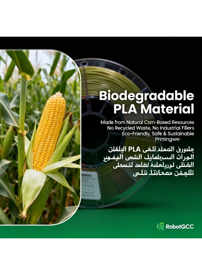 robotgcc PLA ECO Black 1.75mm 3D Printing Material 1KG Spool for FDM 3D Printer, Easy Printing 3D Printing Material, Smooth Extrusion, Stable Diameter, Low Warping, Strong Layer Adhesion, High Success Rate, Reliable Flow, Black Color 3D Printing Material for Beginners, Prototyping, DIY Projects, Educational Use, Compatible with Most FDM 3D Printers, Consistent Feeding, Precision Tolerance, Daily Printing Solution - Image 2