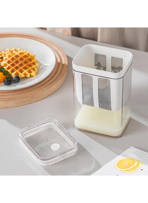 upsimples Greek Yogurt Strainer, 1100ml Multi Yoghurt Maker Strainer with Fine Mesh Bag & Lid for Thick Greek Yogurt, Soybean Milk, Kefir, Berries, Soup, Fruit Juice, Coffee (White)