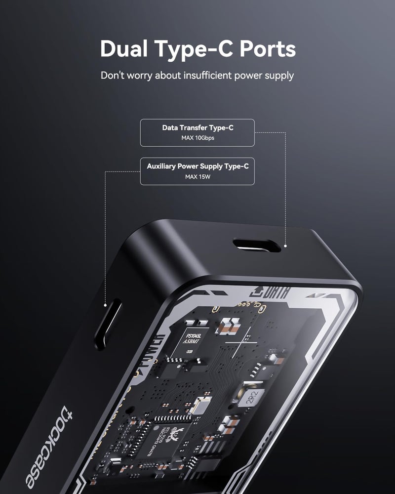 DOCKCASE Explorer Edition M.2 NVMe SSD Enclosure,Support 10s PLP Prevents Write Data Loss,USB 3.2 Gen 2 Type-C (10 Gbps), fits NVMe PCIe,Size 2230/2242/2260/2280,Support M-Key B+M Key UASP - Image 4