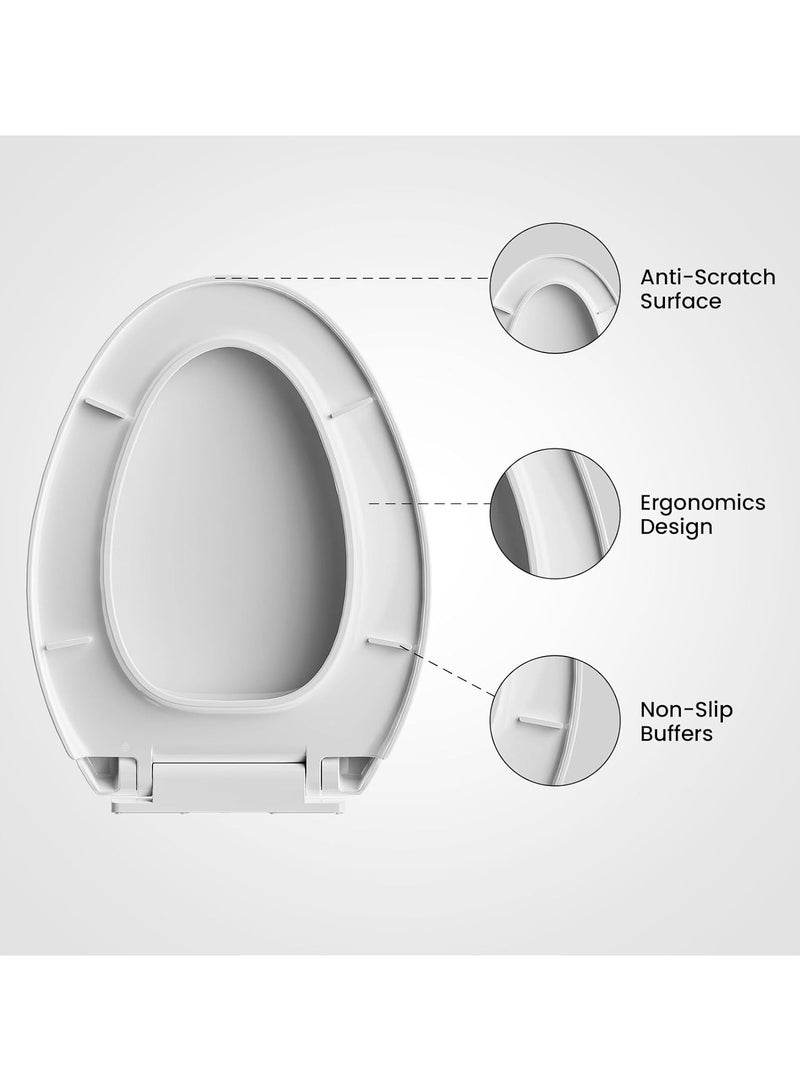 Jomoo Toilet Seat Cover, Slow Close Toilet Seat Cover, Quick-Release Hinges with Grip-Tight Bumpers, Removable that will Never Loosen V Shaped Toilet Seat Lid - Image 2