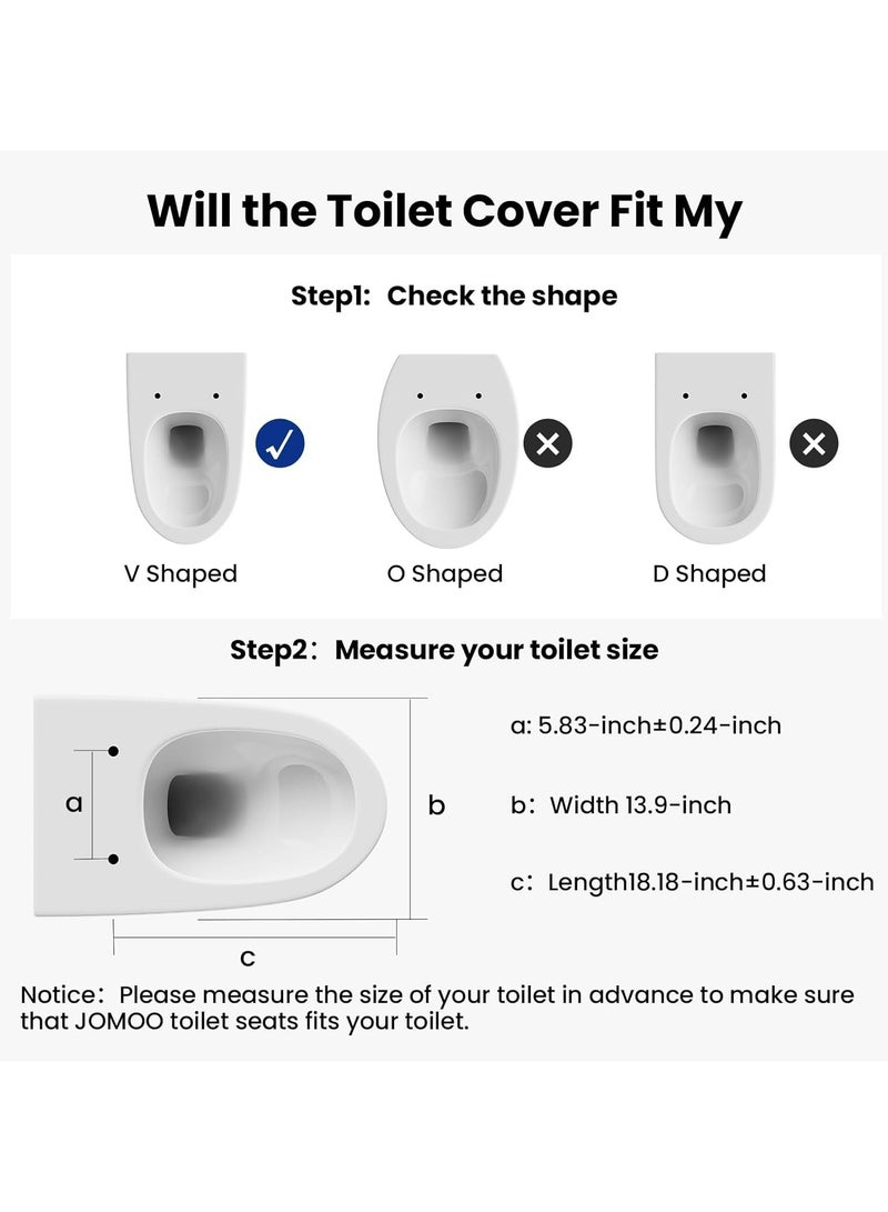 Jomoo Toilet Seat Cover, Slow Close Toilet Seat Cover, Quick-Release Hinges with Grip-Tight Bumpers, Removable that will Never Loosen V Shaped Toilet Seat Lid - Image 4