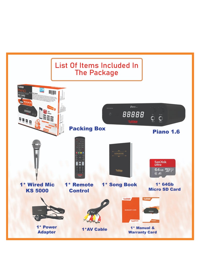 Platinum Karaoke - PLATINUM PIANO V1.6 KARAOKE PLAYER WITH KS5000 WIRED MIC COMBO HUGE SONG LIBRARY 23000+ MIXED LANGUAGE INDIAN ENGLISH & OPM FILIPINO TAGALOG SONGS - Image 1