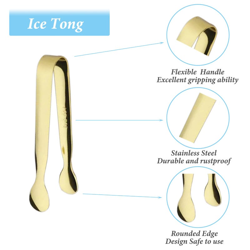 Sunenlyst 6PCS Ice Tongs Mini Sugar Tongs 4.25Inch Tong for Serving Food Small Serving Tong, Kitchen Tong for Appetizers,Tea Party, Coffee Bar, Desserts by Sunenlyst (Silver and Gold) - Image 3