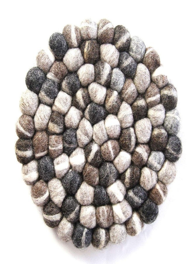 Global Crafts - Hand Crafted Felt Ball Wool Coaster Set - 4" Round Tie-Dye Grey, 4-Pack - Image 2
