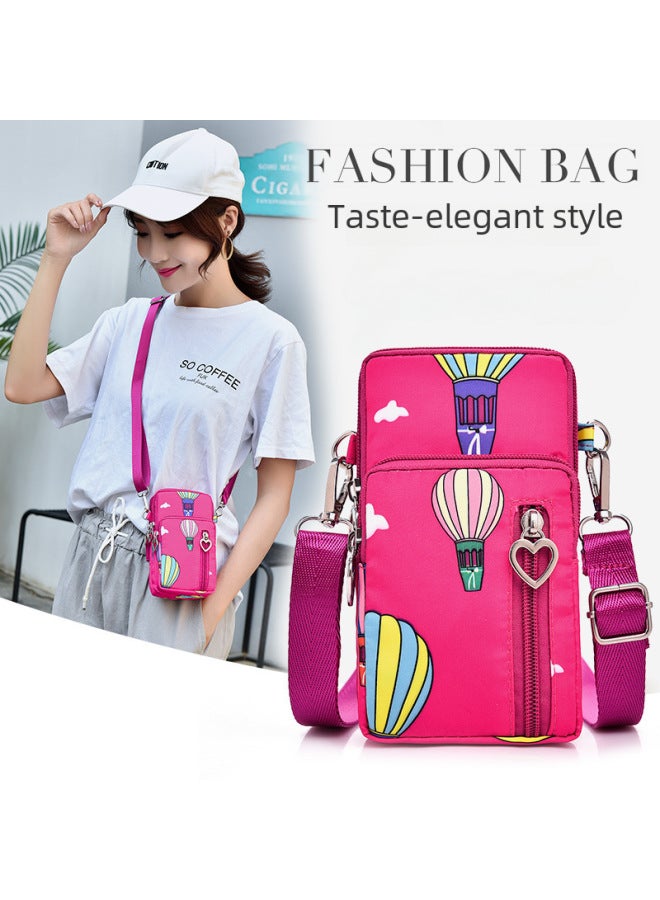 Generic Women's Mini Crossbody Cellphone Bag Style Coin Purse Korean Version Small Vertical Sports Arm Bag Neck Pouch-Color:Large Solid Fuchsia - Image 3