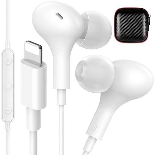 iMangoo for MFi-Certified Lightning Wired Earbuds for Apple, Magnetic in Ear Buds Headphones with HiFi Bass,3 Ear Tips Mic Corded Earphones for Gym, Commuting for iPhone 14 Plus 13 12 11 Pro Max White - Image 1