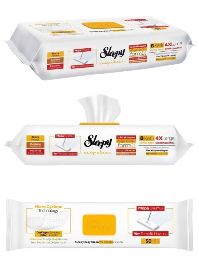 Sleepy Easy Clean Mop Compatible Multi-Surface Cleaning Wipes, Eucalyptus Fragrance & Herbal Soap Additive Extra Large 50 Wipes, (For Marble, Wood, and All Floor Types) - Image 1