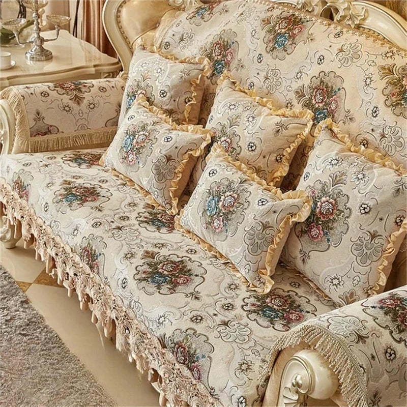 Vintage Sofa Cover Backrest Towel Cover Cloth Cushion Summer All-Season Universal Anti-Skid Sofa(Color 4,30x50 Pillowcase 1pc) - Image 2