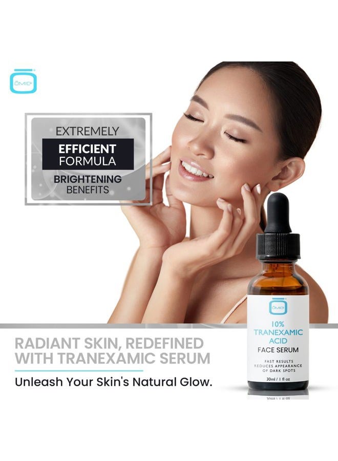 Omic 10% Tranexamic Acid Serum for Face - 1 fl oz / 30ml - Skin Brightening Serum, For Brown Spots, Even Out Skin Tone - with Hyaluronic Acid, Glycerin, Natural formula - Image 5