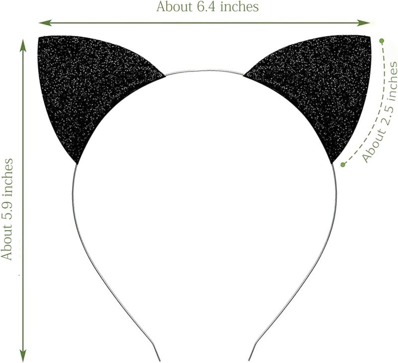 Merroyal Glitter Cat Ears Headband Halloween Fancy Dress Cat Woman Hairband Cosplay - Image 2