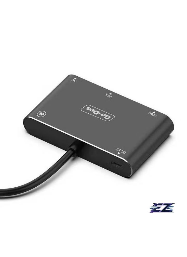 ELTRAZONE - 5-in-1 Mobile HD Screen Player Adapter – USB-C, Lightning, Micro USB to HDTV, VGA, AV, 2K Video Output, Standalone Streaming Media Player for Smartphones and Tablets - Image 1