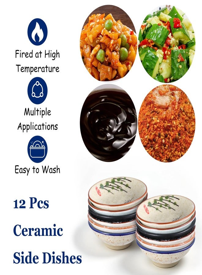 Zelphvt 12 Pcs Ceramic Soy Sauce Dishes 2 Oz Round Japanese Sauce Dishes with 6 Ceramic Spoon, Small Seasoning Soy Dipping Bowl Plate for Dips, Dipping Sauces, Condiments and Snacks - Image 3