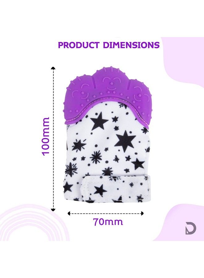 DaKos Teething Mitten Soft Food Grade Silicone Teether Mitten Glove Handy Teething Mit Toy For Self Soothing Bpa Free For 3�12 Months Infants (Star Purple Pack Of 2) - Image 5