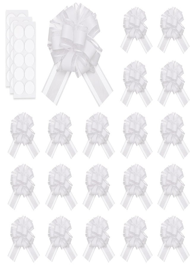 EUSOAR White Bows for Gift Wrapping, 20pcs 6" Organza Present Decoration Large Pull Bows, Baskets Flower Gift Box Package Wrap Bows for Wedding Christmas Birthday Party Valentine's Day Gift Wrapping - Image 1