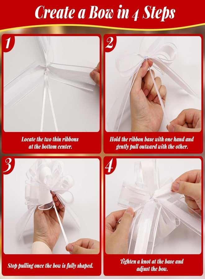 EUSOAR White Bows for Gift Wrapping, 20pcs 6" Organza Present Decoration Large Pull Bows, Baskets Flower Gift Box Package Wrap Bows for Wedding Christmas Birthday Party Valentine's Day Gift Wrapping - Image 4
