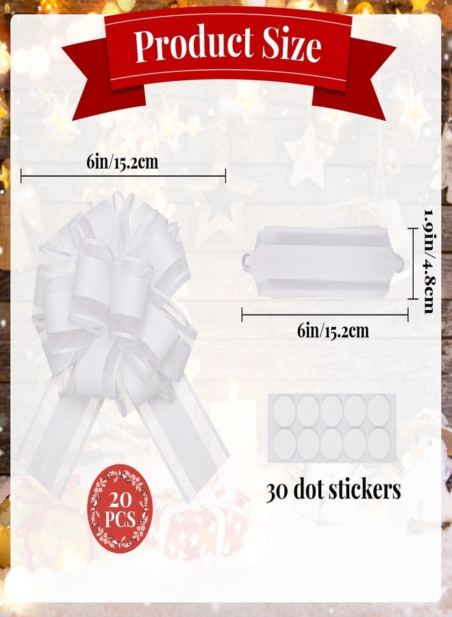 EUSOAR White Bows for Gift Wrapping, 20pcs 6" Organza Present Decoration Large Pull Bows, Baskets Flower Gift Box Package Wrap Bows for Wedding Christmas Birthday Party Valentine's Day Gift Wrapping - Image 2