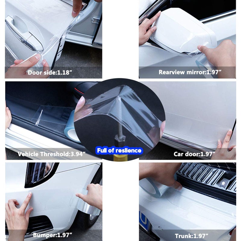 ToLanbbt ToLanbbt Car Door Edge Guard Invisible Automotive Door Sill Guard Protectors Anti-Scratch Adhesive Tape Waterproof Strips for Car Door Edge Protection (33Ft x 1.97”, Transparent)  - Image 3