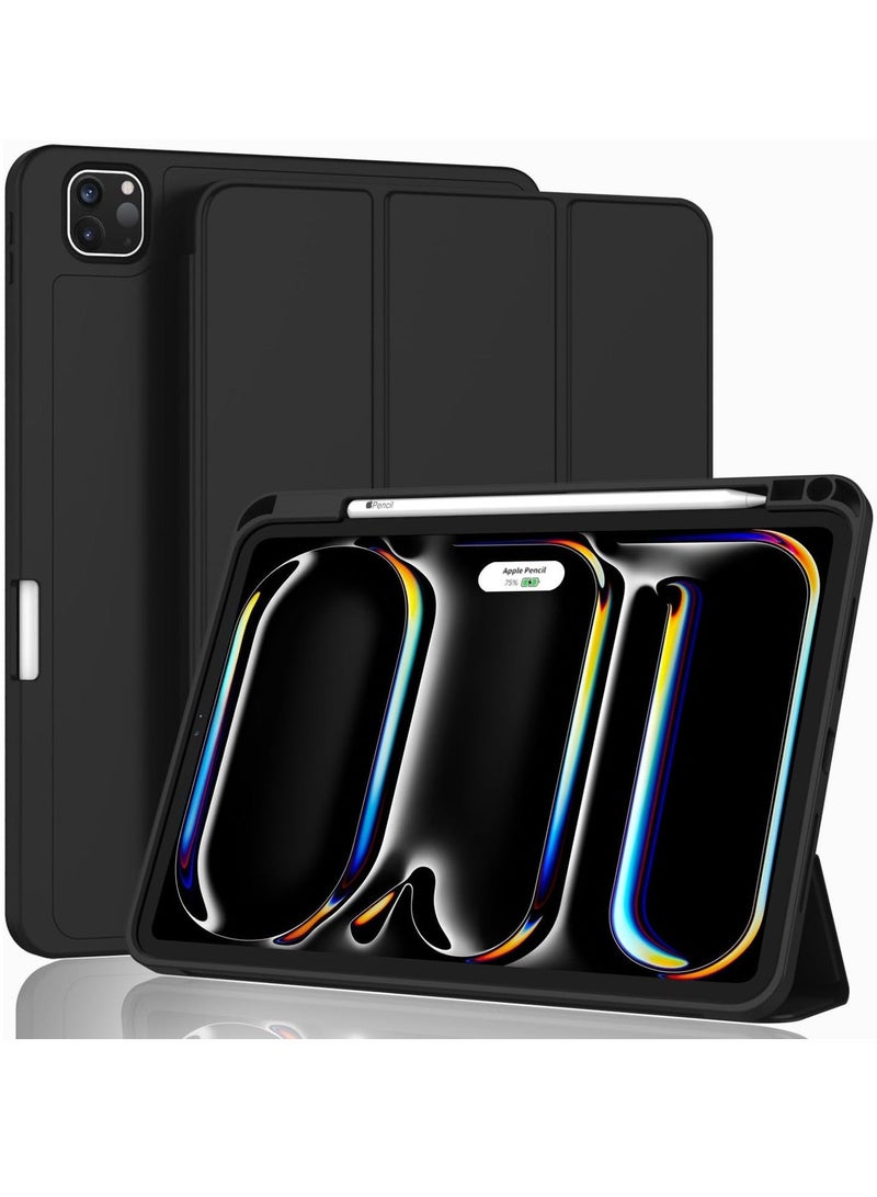 MUNTAQI 2024 iPad Pro 11" Case (M4, 5th Gen) - Smart Case with Pencil Holder, Touch ID Support, Auto Wake/Sleep Function (Black) - Image 1