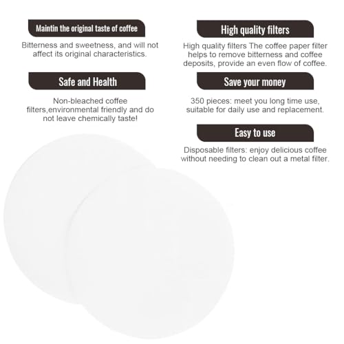 Supvox® 350 Counts Paper Filter Packs White Coffee Filter Paper Round Coffee Maker Filters Compatible with Aerobie Aeropress Coffee and Espresso Makers Disposable Coffee Filters - Image 3
