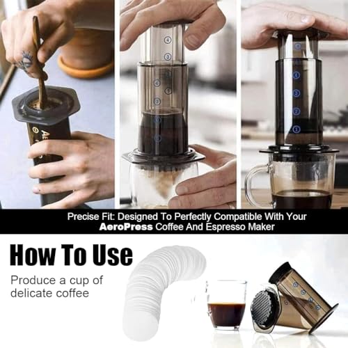 Supvox® 350 Counts Paper Filter Packs White Coffee Filter Paper Round Coffee Maker Filters Compatible with Aerobie Aeropress Coffee and Espresso Makers Disposable Coffee Filters - Image 4