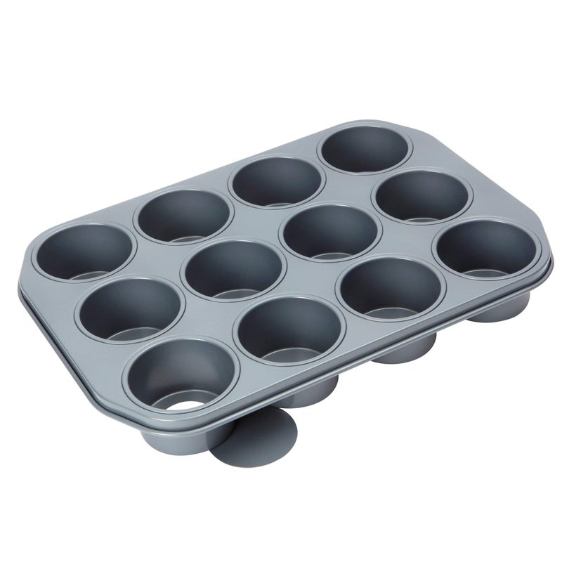 Bakers Pride 3inch x 175inch Heavy Gauge Non Stick Professional 12Piece Cup Dessert Pan with Loose Bases