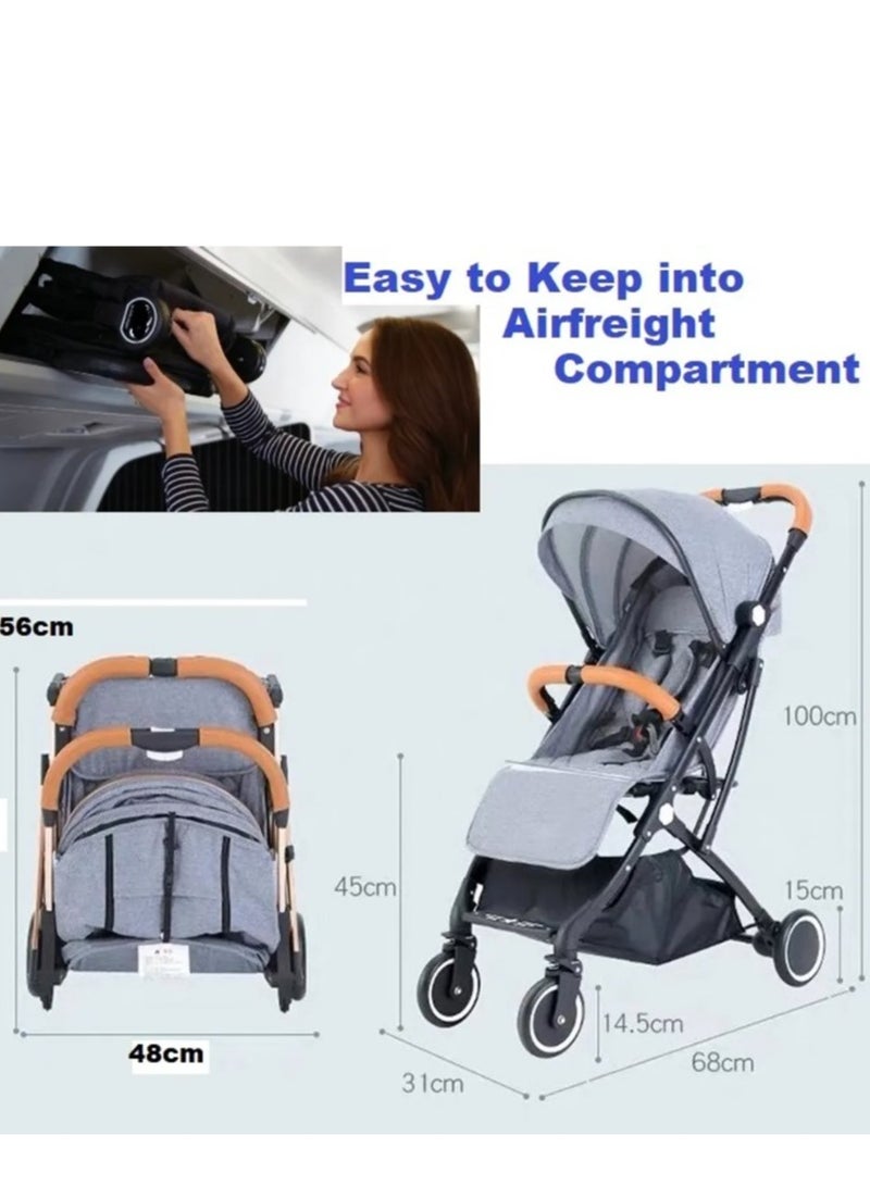 Baby Stroller Plane Lightweight Portable Travelling Pram-Grey - Image 2