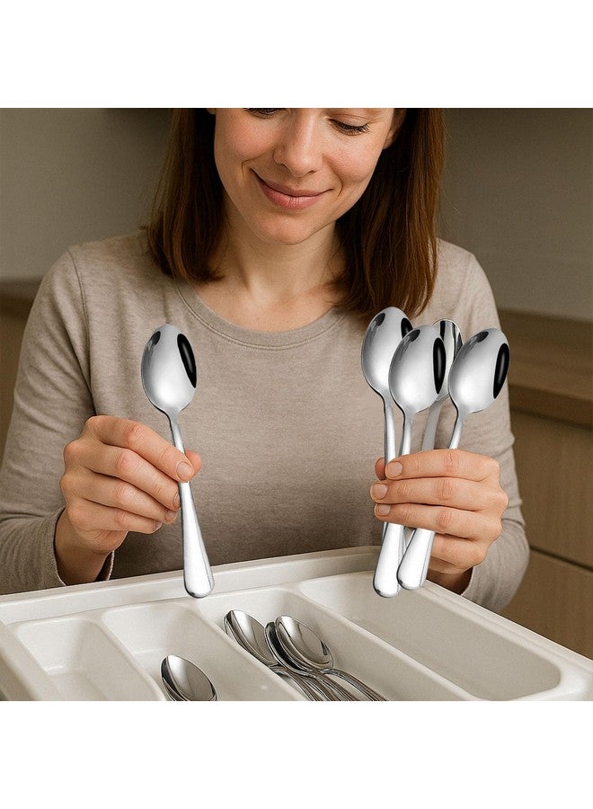 HANSGO Teaspoons Stainless Steel, 6 Piece Dinner Spoons Set 6.7 inches Dessert Spoons Use for Home, Kitchen or Restaurant - Image 4