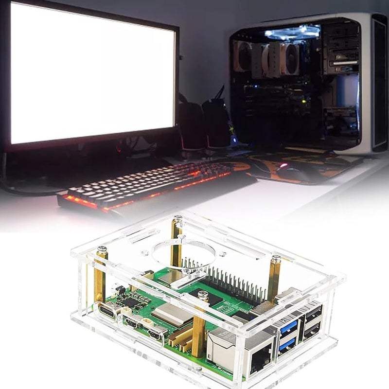 حالة Raspberry Pi 5 مع مروحة تبريد وشرائح تبريد لسكن شاشة اللوحة الرئيسية - Image 3