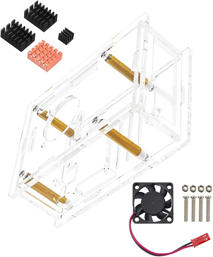 حالة Raspberry Pi 5 مع مروحة تبريد وشرائح تبريد لسكن شاشة اللوحة الرئيسية - Image 4