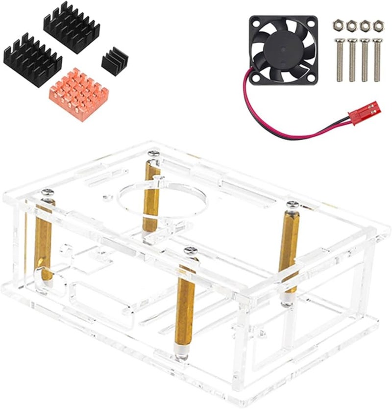 حالة Raspberry Pi 5 مع مروحة تبريد وشرائح تبريد لسكن شاشة اللوحة الرئيسية - Image 2