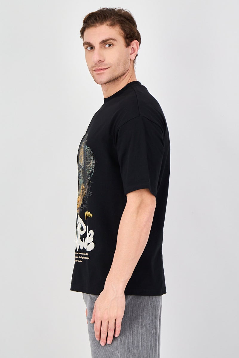 Ketch Men Crew Neck Short Sleeve Graphic Print T-Shirt, Black - Image 2