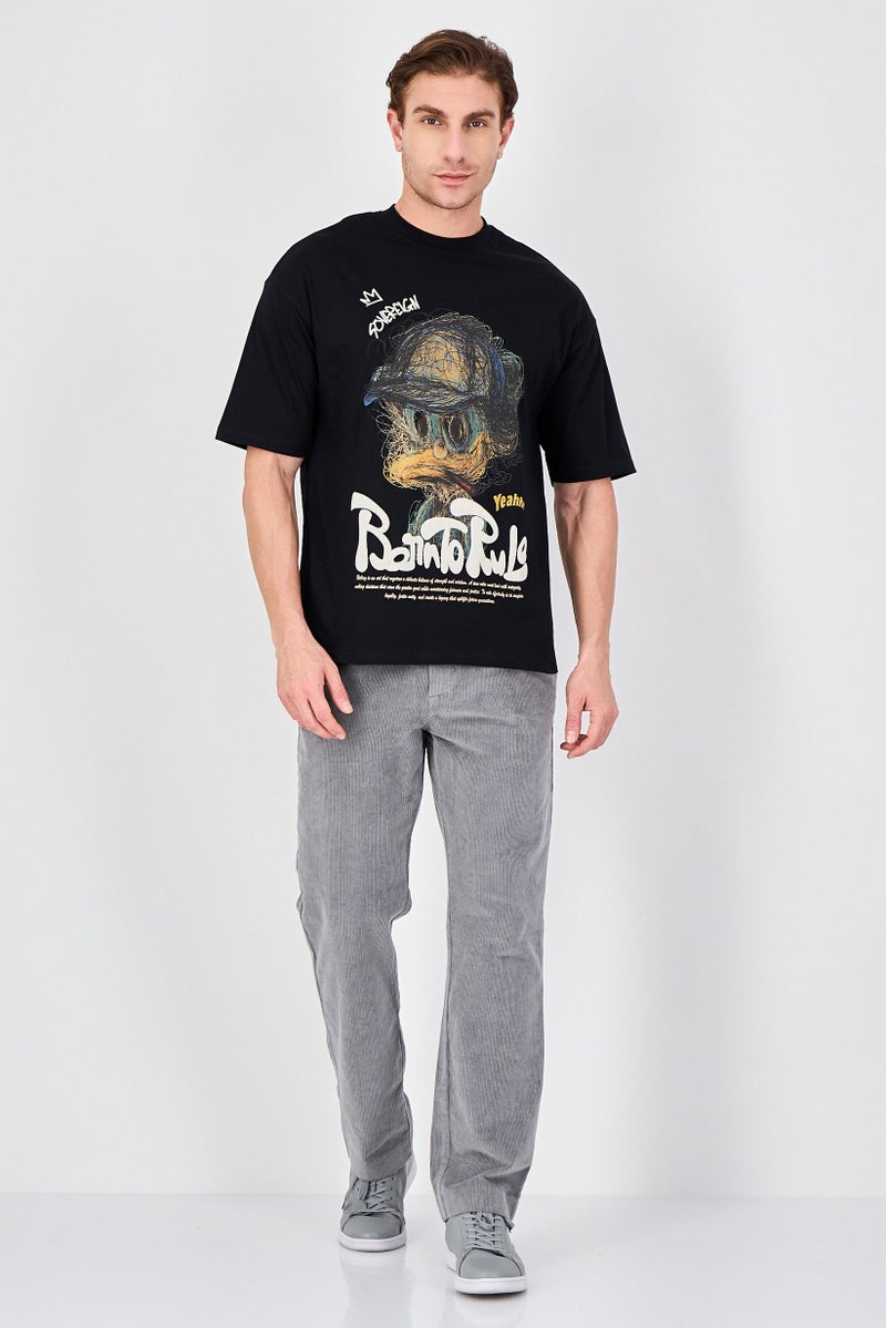 Ketch Men Crew Neck Short Sleeve Graphic Print T-Shirt, Black - Image 4