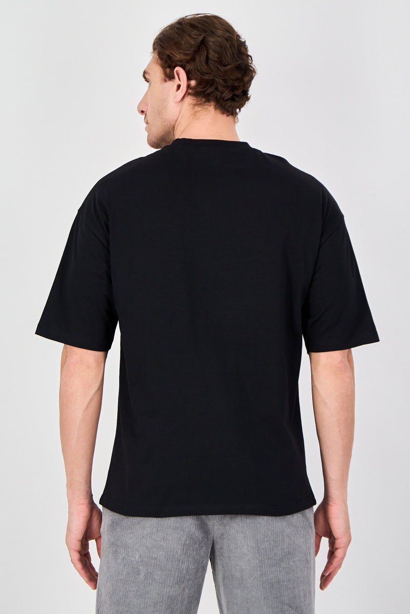 Ketch Men Crew Neck Short Sleeve Graphic Print T-Shirt, Black - Image 3