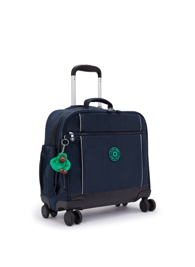 kipling New Storia Kids' 4-Wheeled School Bag with Laptop Compartment Blue Green Block - Image 4