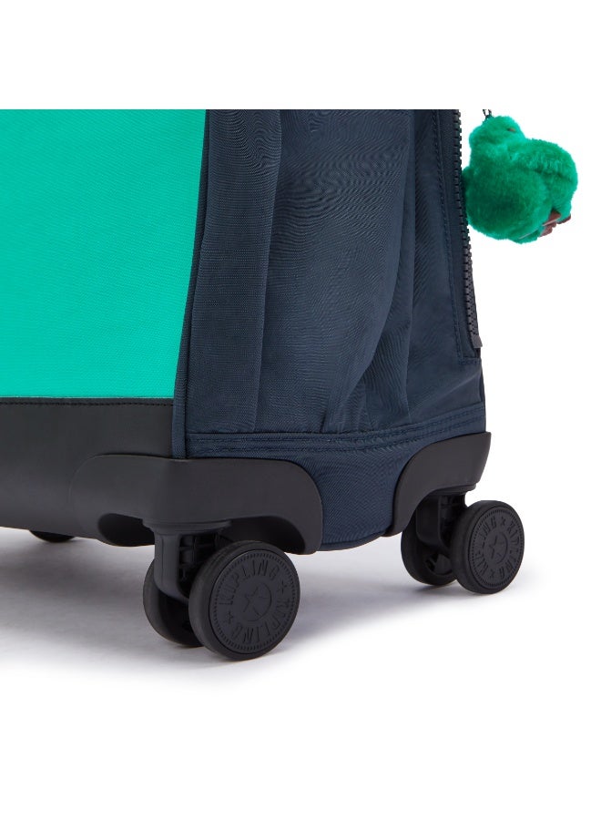 kipling New Storia Kids' 4-Wheeled School Bag with Laptop Compartment Blue Green Block - Image 5
