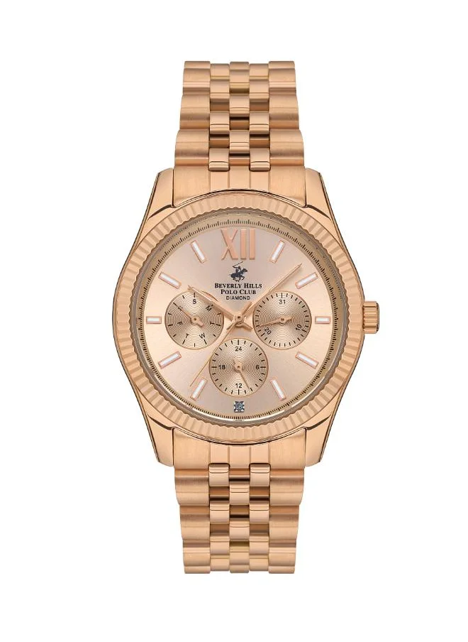 BEVERLY HILLS POLO CLUB Beverly Hills Polo Club BP3082C.410 Women's Multi Function Display Watch & Metal Strap Rose Gold