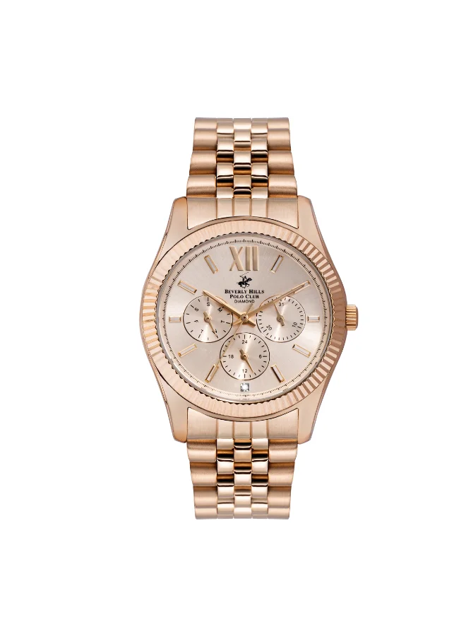 بيفرلي هيلز بولو كلوب BEVERLY HILLS POLO CLUB Women's Multi Function Rose Gold Dial Watch - BP3082C.410