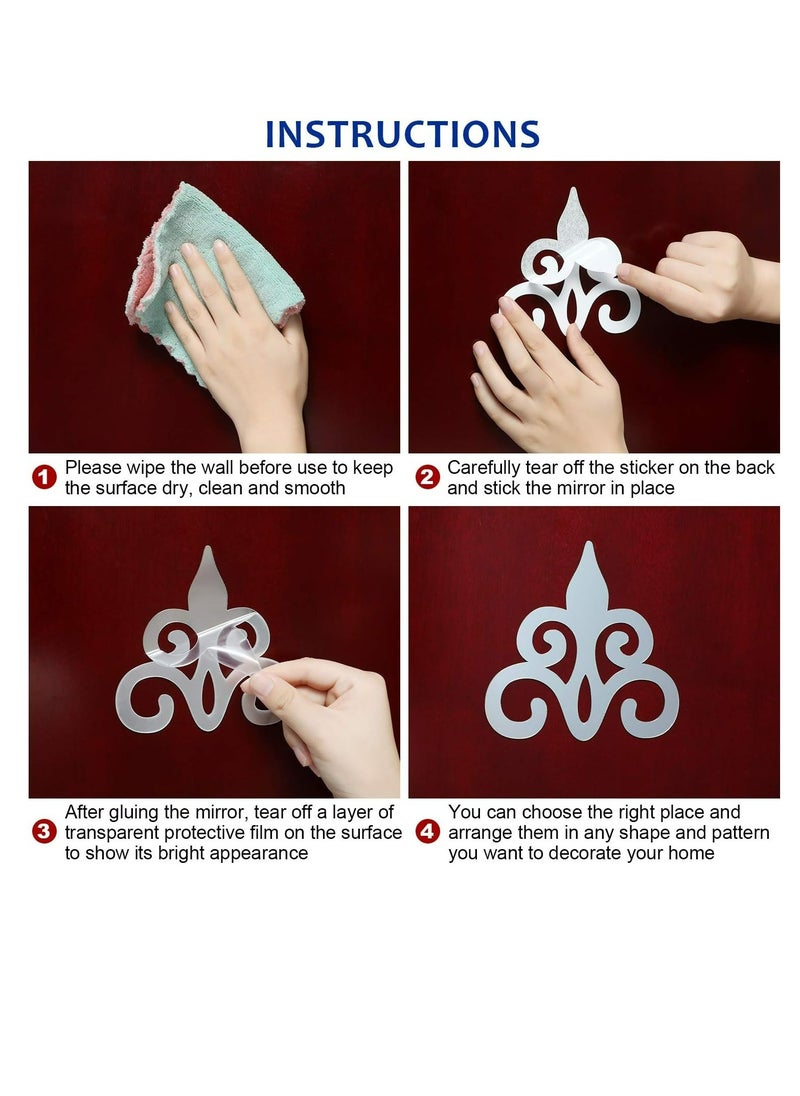 Generic 6 Pcs Acrylic Mirror Wall Stickers Home Decor Mirror Decals Silver Mirror Wall Decor for Living Room Decor Ceiling Mirrors for Bedroom Door Adhesive Art Bathroom Hollow Removable Mirror, 5 x 5 Inch  - Image 4