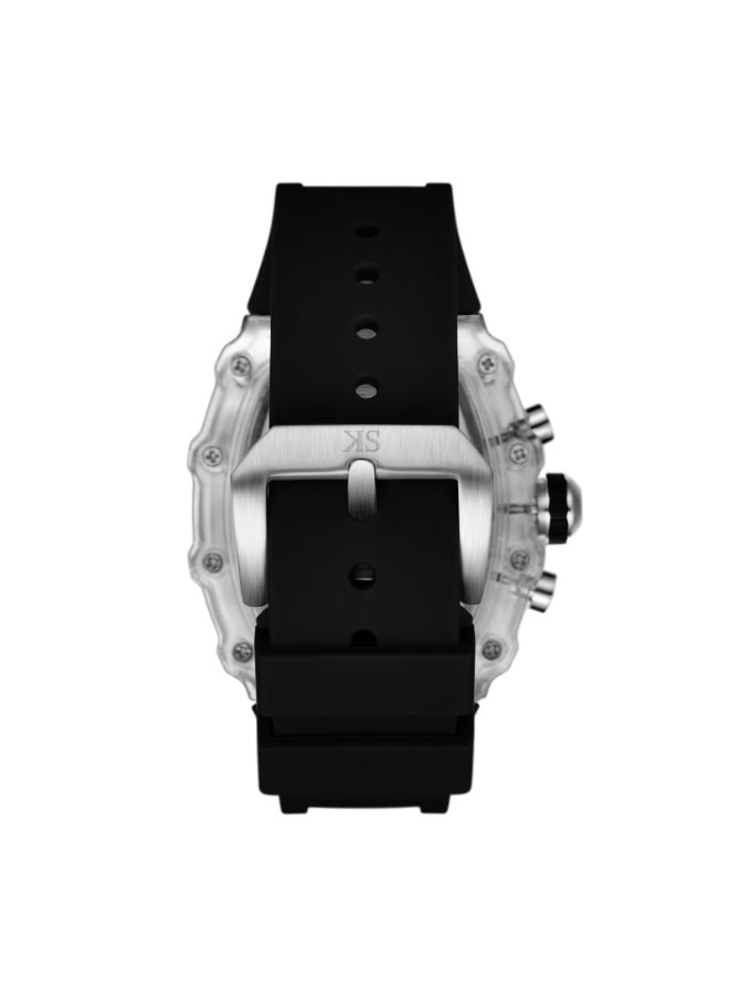 Men's Multi Function Display Watch With Black Silicone Strap Strap - K25103-ZSBI