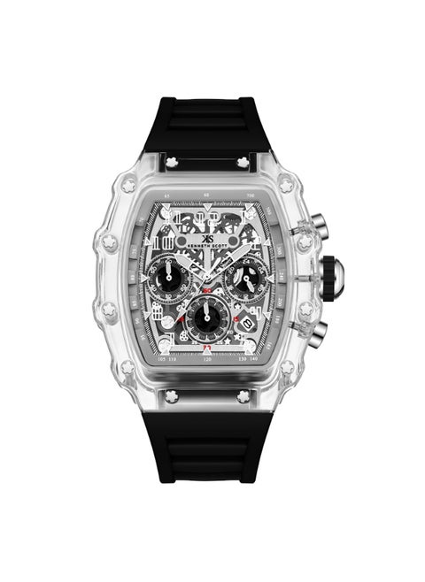Men's Multi Function Display Watch With Black Silicone Strap Strap - K25103-ZSBI