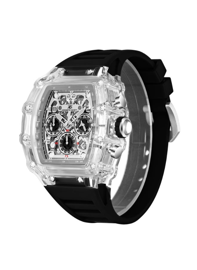Men's Multi Function Display Watch With Black Silicone Strap Strap - K25103-ZSBI