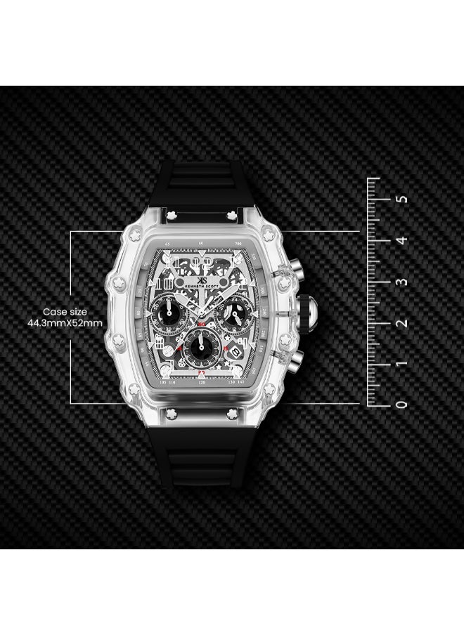 Men's Multi Function Display Watch With Black Silicone Strap Strap - K25103-ZSBI