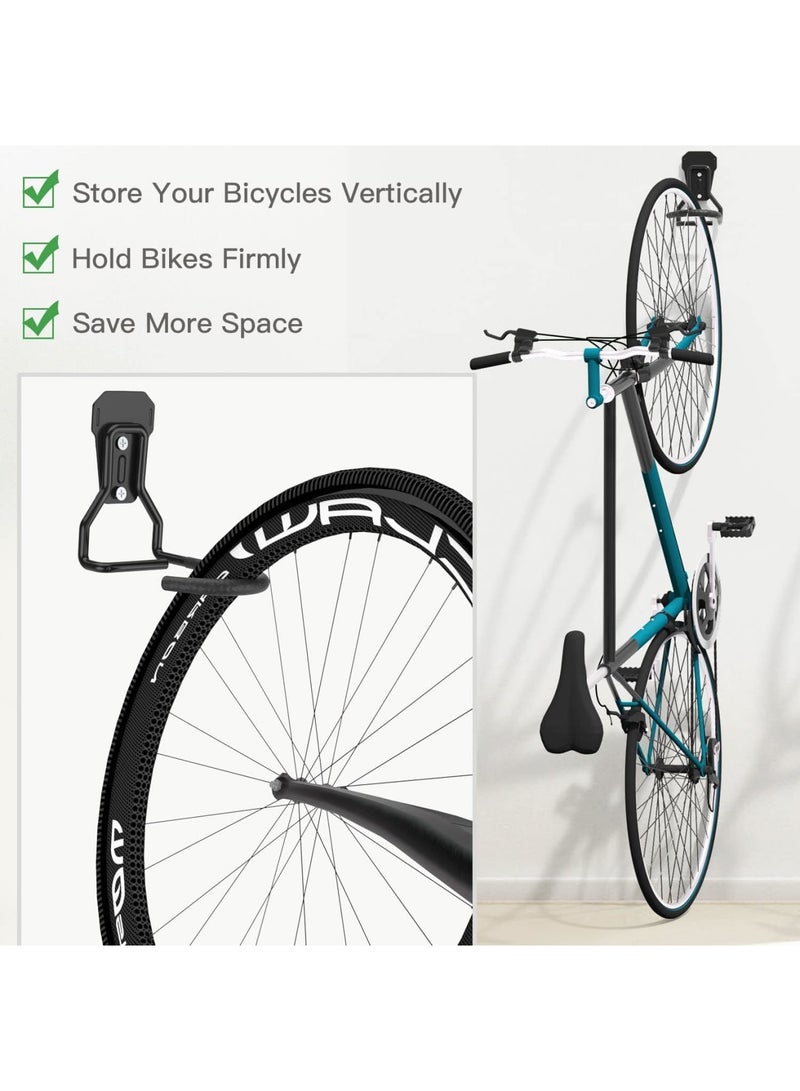 SOLARAE حامل دراجة على الحائط، رف لتعليق الدراجات، خطافات دراجة ثقيلة على الحائط، حامل تخزين دراجة ثقيلة عمودي للمرآب - Image 3