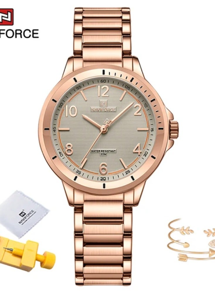 NAVIFORCE NAVIFORCE Top Brand Elegant Female Wristwatches Stainless Steel Band Quartz Ladies Watches Popular Gifts Clock Relogio Feminino