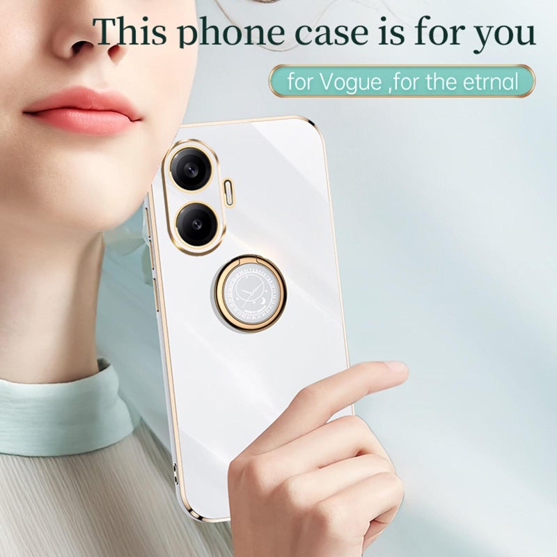 HuHa Protective Cover For Redmi Turbo 4 Pro XINLI Straight Edge 6D Electroplate TPU Phone Case with Ring Holder(Pink) - Image 2