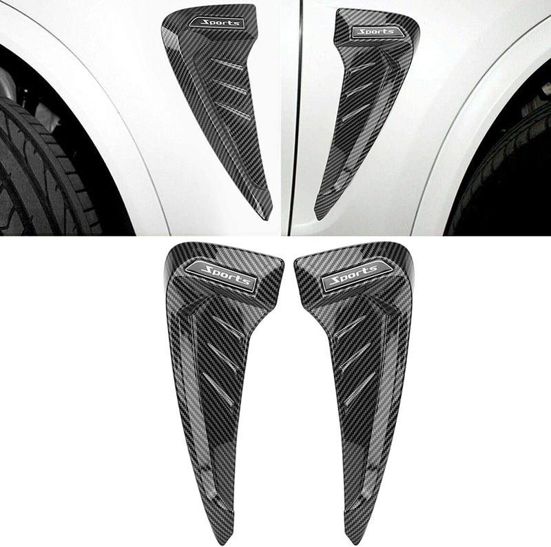 AUTOMAZE 2pc Car Air Flow Intake Decorative Side Vent Hood Cover Universal Air Flow Vent Protection Cover (Carbon Fibre) - Image 2