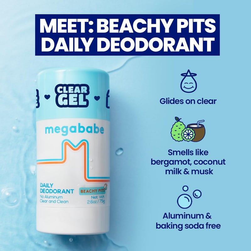 Megababe Beachy Pits Daily Deodorant, Fresh Scent, 2.6 Ounce, Stick - Image 4